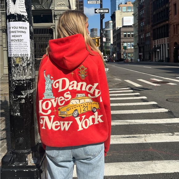 Dandy Del Mar Tops - Dandy Loves New York Red Hoodie embroidered